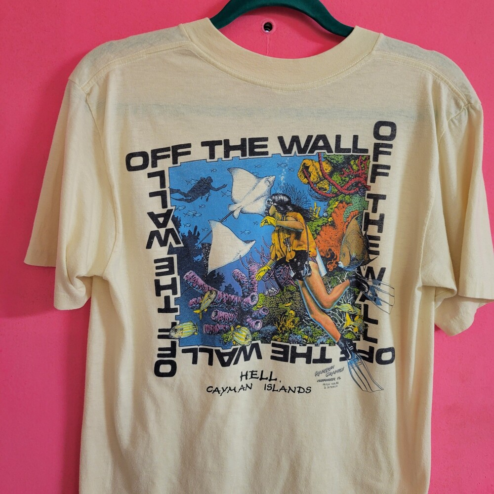 Vintage 80s 90s scuba neon single stitch Coolin' Down In Hell Grand Cayman vtg